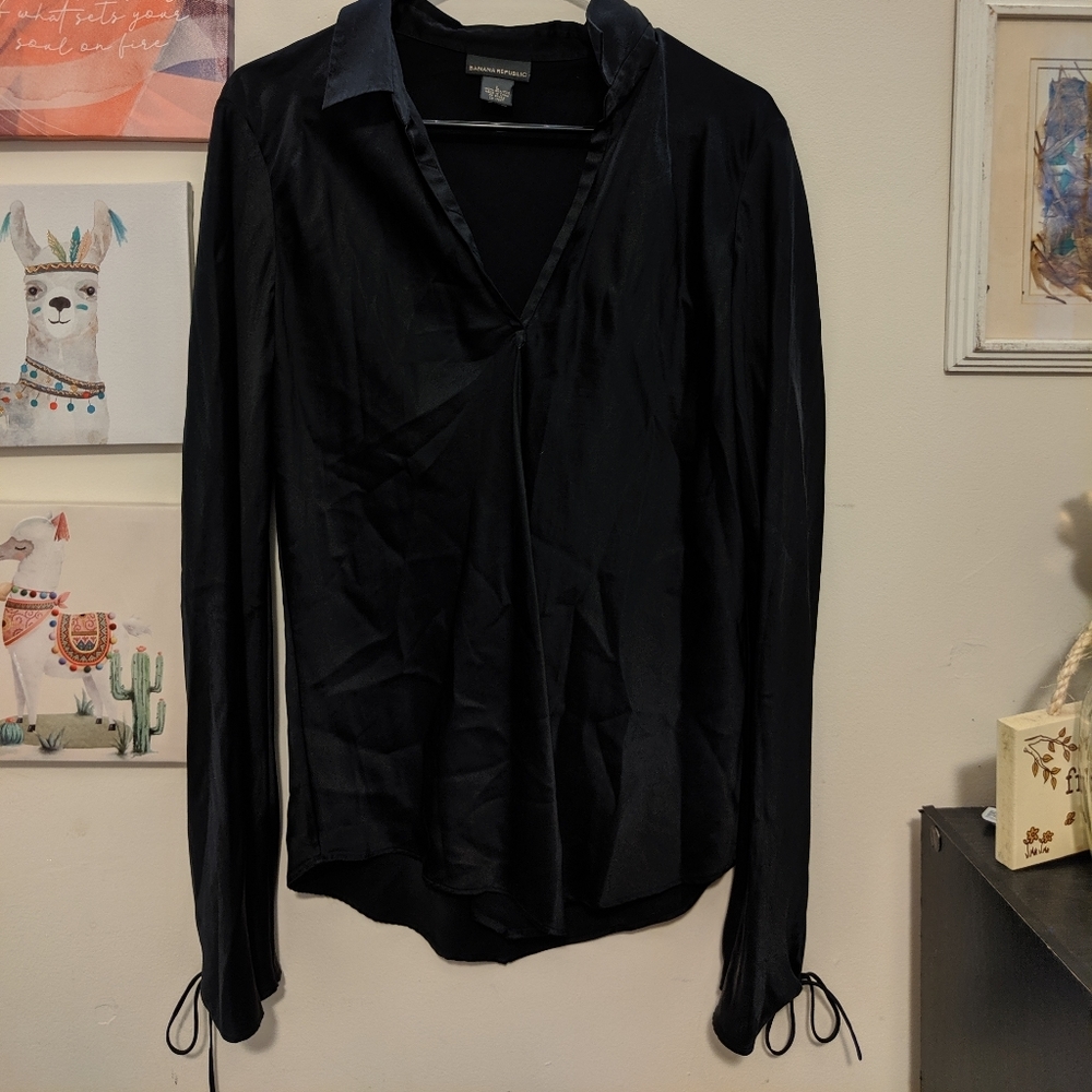 Black silk short with bell sleeves